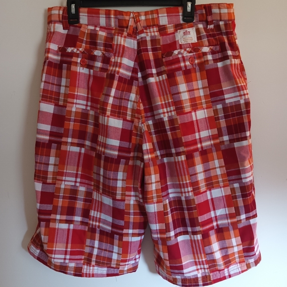 Barefox Denim Red and Orange Madras Shorts - Picture 3 of 8
